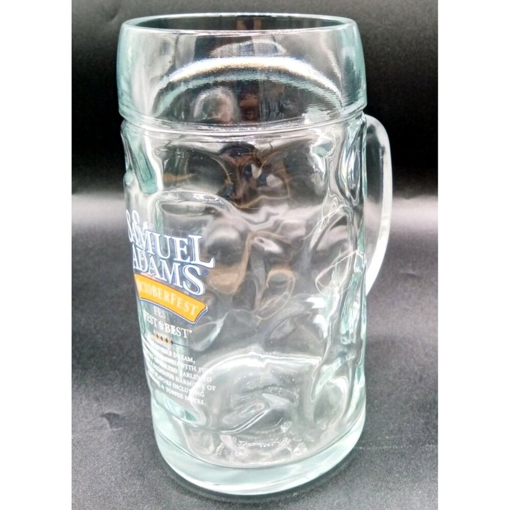 Samuel Adams Octoberfest Glass Beer Stein Mug with Handle 1L Vintage Barware 6.5